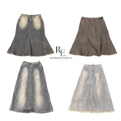 Y2K NYC IT Girl Denim Maxi Skirts RE-2989