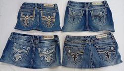 CR7277 Upcycled Rock Revival Mini Denim Skirts