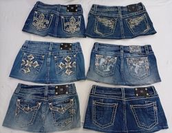 CR7278 Upcycled Miss Me Mini Denim Skirts
