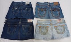 CR7279 Upcycled True Religion Mini Denim Skirts