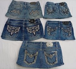 CR7280 Upcycled Miss Me Mini Denim Skirts
