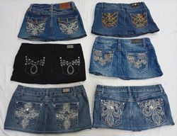 CR7283 Upcycled Y2K Mini Denim Skirts