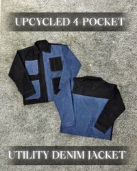 Wiederverwertete Utility-Denim-Jacken mit 4 Tasche..