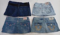 CR7288 Upcycled True Religion Mini Denim Skirts