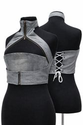 CR1460 Upcycled Corset Crop Top