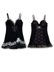 (FV-1114) Y2K Black Lace Babydoll Lingerie Bundle ..