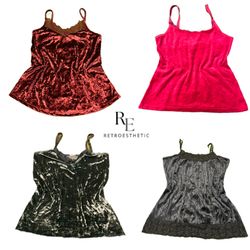 Y2K Cutesy Vibe Velvet Cami Tops RE-2993