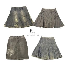Y2K Edgy Girl Denim Midi Skirts RE-2994