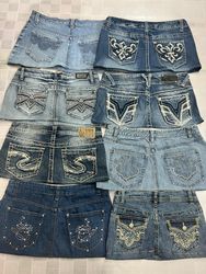 R490 Upcycled Ladies Embellished Micro Mini Skirts