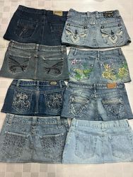 R491 Upcycled Ladies Embellished Micro Mini skirts