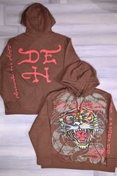 Ed Hardy Men's Pullover Dark Brown 'Tiger Roar' Gr..