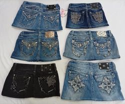 CR7276 Upcycled Miss Me Mini Denim Skirts