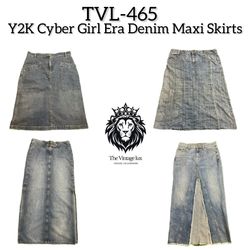 Y2K Cyber Girl Era Denim Maxi Skirt (TVL-465)