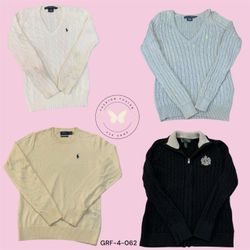 Ralph Lauren Women’s V-Neck Cable Knit Sweater – C..