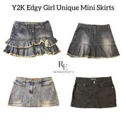 Y2K Edgy Girl Unique Denim Mini Skirts RE-3004