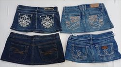 CR7329 Upcycled Y2K Mini Denim Skirts