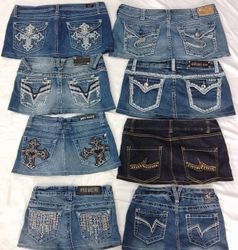 CR7330 Upcycled Y2K Mini Denim Skirts