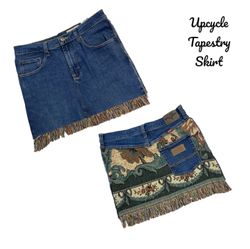 Upcycle Denim Skirt With Tapestry (Dv-04)