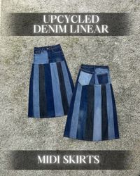 Upcycled Denim Linear Midi Skirt