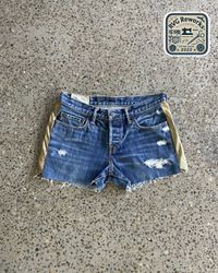 Upcycled Tie Panel Denim Shorts