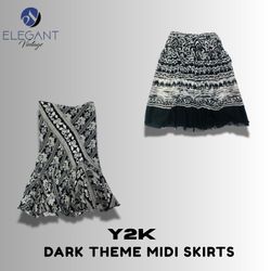 Y2K Dark Theme Midi Skirts - EV1361