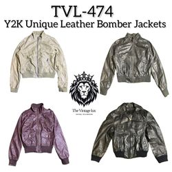 Y2K Unique Leather Bomber Jacket