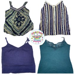 Vintage Y2K Boho & Lace Cami Top Bundle – 10pcs Pr..