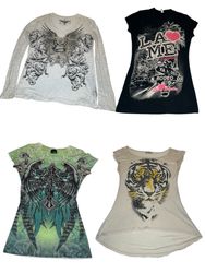 Y2k Beaded Affliction Baby tees | V-T401