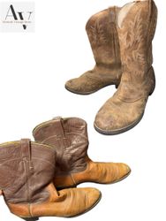 Leather and cow boy boots
