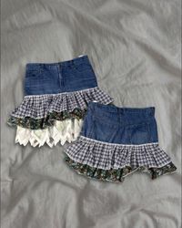 Upcycled Denim Fusion Skirt
