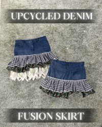 Upcycled Denim Fusion Skirt