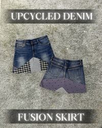 Upcycled Denim Fusion Skirt