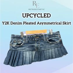 Upcycled Y2K Denim Asymmetrical Skirts