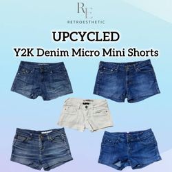 Upcycled Y2K Denim Micro Mini Shorts