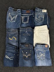 Y2K Style Embroidered Jeans (Including Silver, Vig..