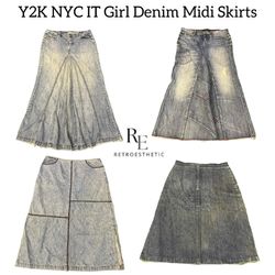 Y2K NYC IT Girl Denim Maxi Skirts RE-3023