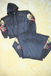 Ed Hardy Men's Grey Skulls Sunfade Zipper Hoodies