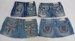 CR7392 Upcycled Miss Me & Rock Revival Mini Denim ..