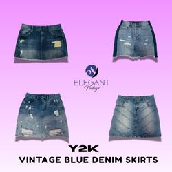 Y2K Vintage Blue Denim Skirts - EV1415