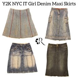 Y2K NYC IT Girl Denim Maxi Skirts RW-1775