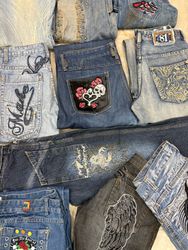 Mens Y2k embroidered Jeans & Japanese Jeans