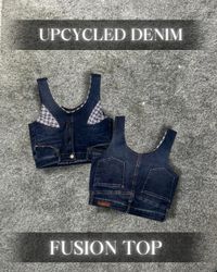 Upcycled Denim Fusion Top