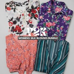 Y2k Women's 10Pc Silk Blouses vintage bundle / Unb..