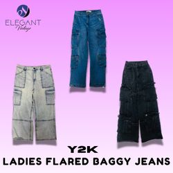 Y2K Ladies Flared Baggy Jeans - EV1466