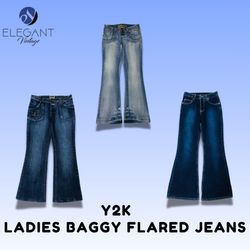 Y2K Ladies Baggy Flared Jeans - EV1470