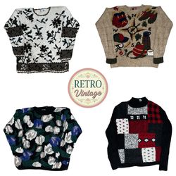 Cute Retro Sweaters Pack 💖 Floral + Pattern Knit ..