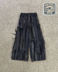 Upcycled Distressed Stripped Jeans