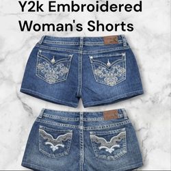 Y2k embroidered mini woman's shorts