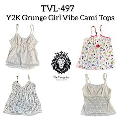 Y2K Drunge Girls Vibe Cami Tops (TVL-497)