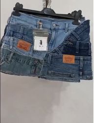CR1504 Upcycled Denim Mini Skirt